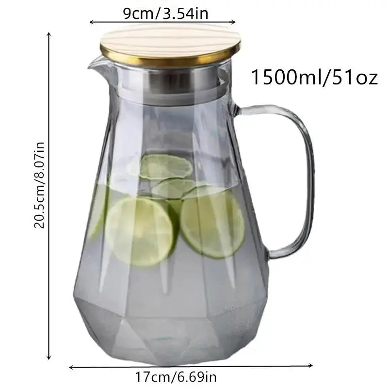 Glass Tea Pot & Glass Cups Set, 7 Counts/Set Including 1 Count Tea Pot & 6 Counts Glass Cups, Household Serving Large Cold Water Pot, Classic High-Temperature Resistant Tea Pot, Glass Tea Sets for Home Living Room, Summer for Gift