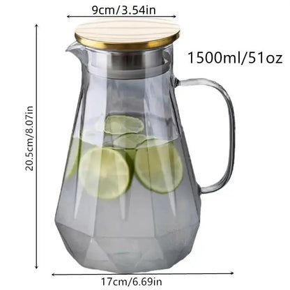 Glass Tea Pot & Glass Cups Set, 7 Counts/Set Including 1 Count Tea Pot & 6 Counts Glass Cups, Household Serving Large Cold Water Pot, Classic High-Temperature Resistant Tea Pot, Glass Tea Sets for Home Living Room, Summer for Gift
