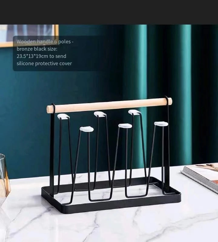 Elegant European Style Metal and Glass Water Cup Rack - Perfect for Stylish Home Organization