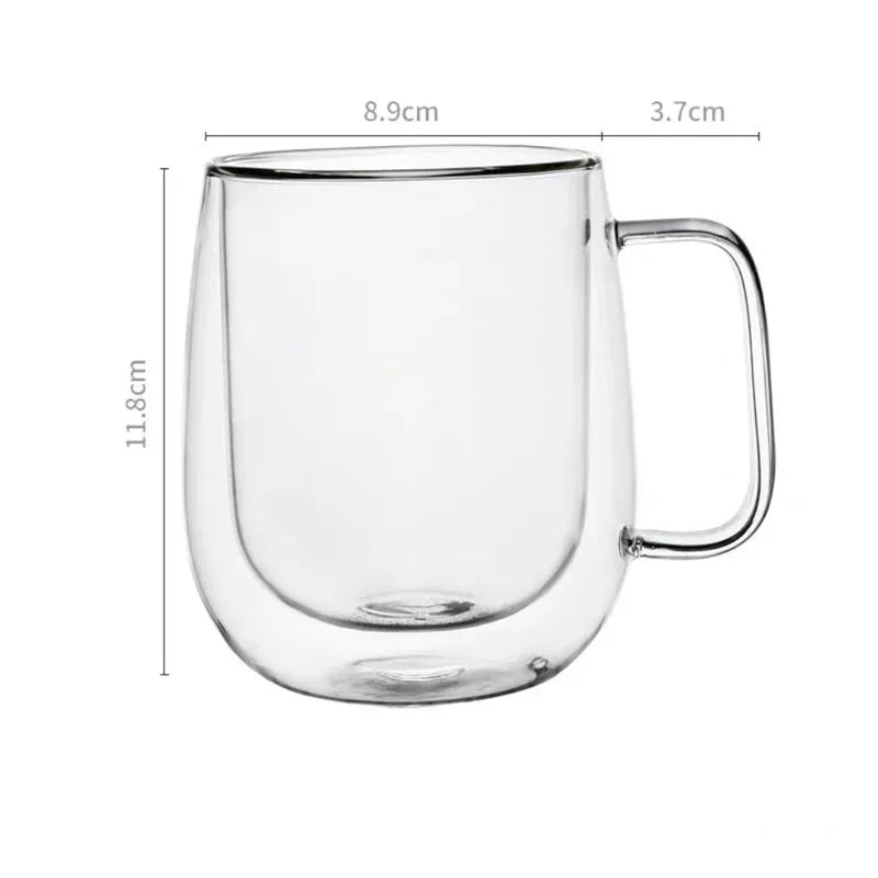 150-350Ml Heat Resistant High Borosilicate Glass Mug Double Wall Glass Coffee Cup with Handle Milk Water Cup Clear Cups Gift