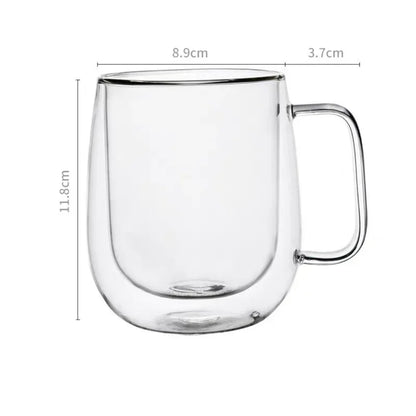 150-350Ml Heat Resistant High Borosilicate Glass Mug Double Wall Glass Coffee Cup with Handle Milk Water Cup Clear Cups Gift
