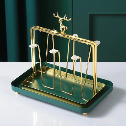 Elegant European Style Metal and Glass Water Cup Rack - Perfect for Stylish Home Organization