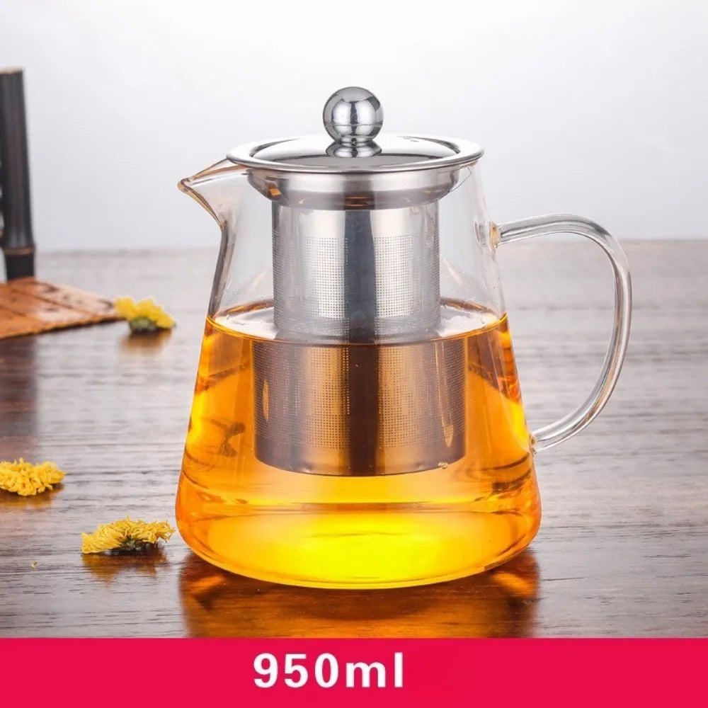 Elegant High-Temperature Resistant Glass Teapot with Removable Stainless Steel Infuser - Perfect for Induction Cooking and Tea Lovers!