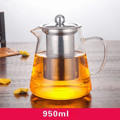 Elegant High-Temperature Resistant Glass Teapot with Removable Stainless Steel Infuser - Perfect for Induction Cooking and Tea Lovers!