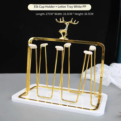 Elegant European Style Metal and Glass Water Cup Rack - Perfect for Stylish Home Organization