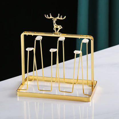 Elegant European Style Metal and Glass Water Cup Rack - Perfect for Stylish Home Organization