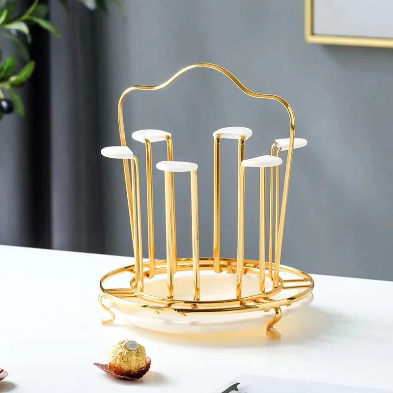 Elegant European Style Metal and Glass Water Cup Rack - Perfect for Stylish Home Organization