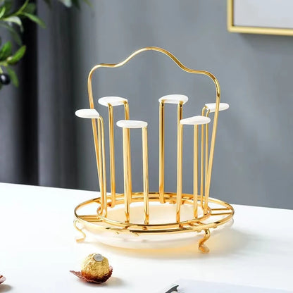 Elegant European Style Metal and Glass Water Cup Rack - Perfect for Stylish Home Organization