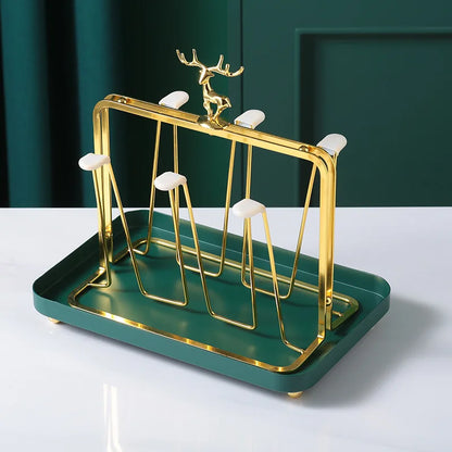 Elegant European Style Metal and Glass Water Cup Rack - Perfect for Stylish Home Organization