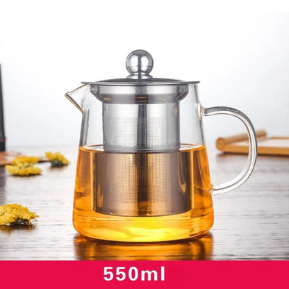 Elegant High-Temperature Resistant Glass Teapot with Removable Stainless Steel Infuser - Perfect for Induction Cooking and Tea Lovers!