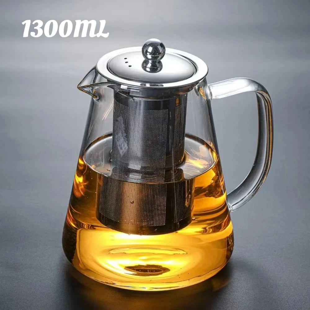 Elegant High-Temperature Resistant Glass Teapot with Removable Stainless Steel Infuser - Perfect for Induction Cooking and Tea Lovers!