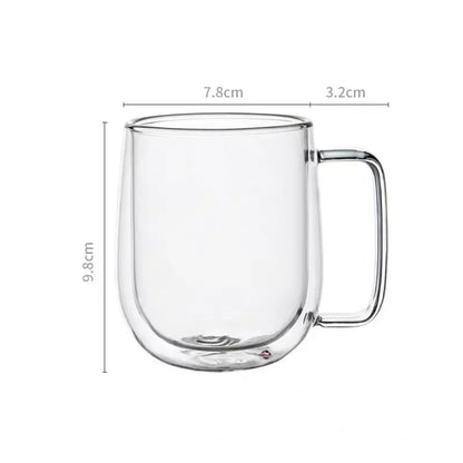 150-350Ml Heat Resistant High Borosilicate Glass Mug Double Wall Glass Coffee Cup with Handle Milk Water Cup Clear Cups Gift