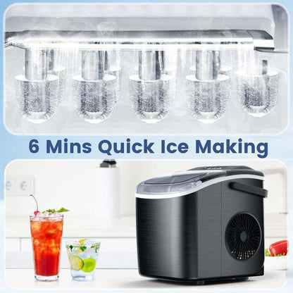 Self-cleaning portable countertop ice maker control panel with LED display easy operation