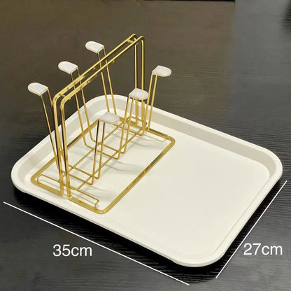Elegant European Style Metal and Glass Water Cup Rack - Perfect for Stylish Home Organization