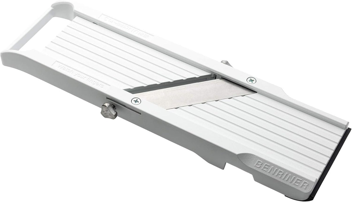 White Benriner mandoline slicer, side view