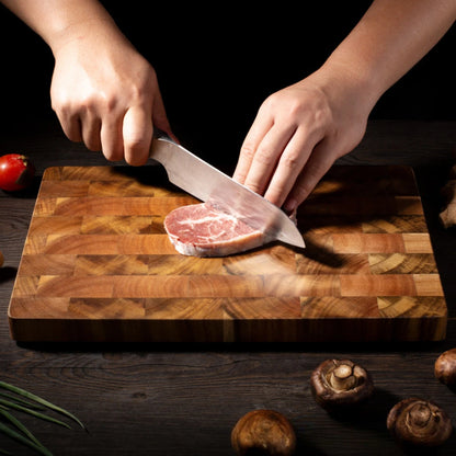 Experience Culinary Excellence with Our Double-Sided Premium Acacia Wood Chopping Board - Effortlessly Drain Water and Stay Damp-Proof!