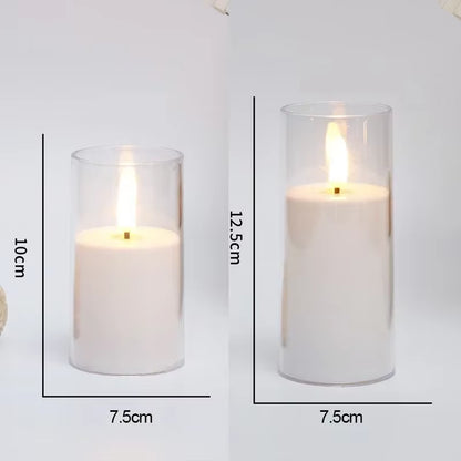 Clear Acrylic Flameless Candles Battery Operated with Remote Timer Flickering Flame Fake Candles for Wedding Halloween Homedecor
