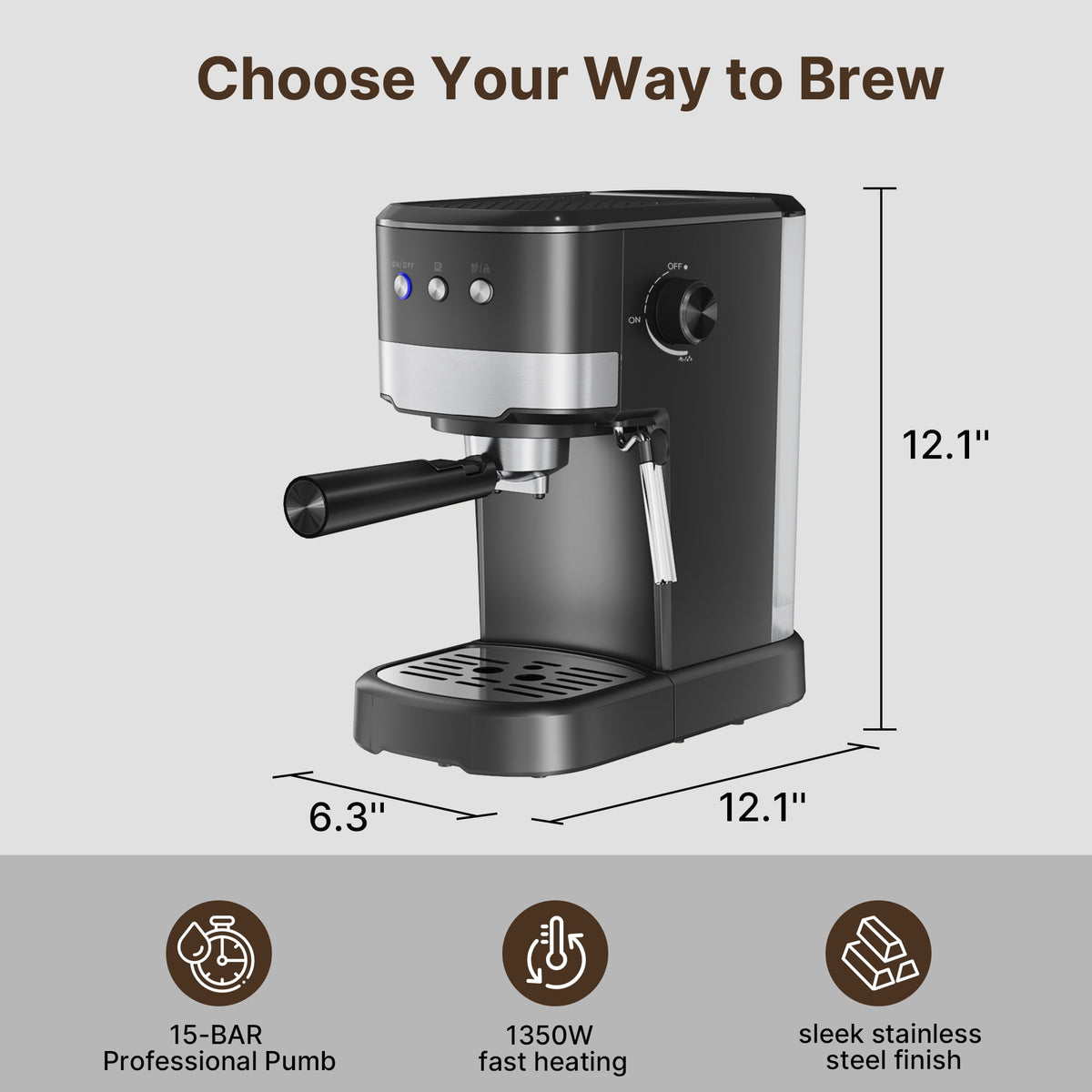 Experience Barista-Quality Coffee at Home with the NICWIN 15-Bar Espresso Machine Featuring Auto Milk Frother and Steam Wand
