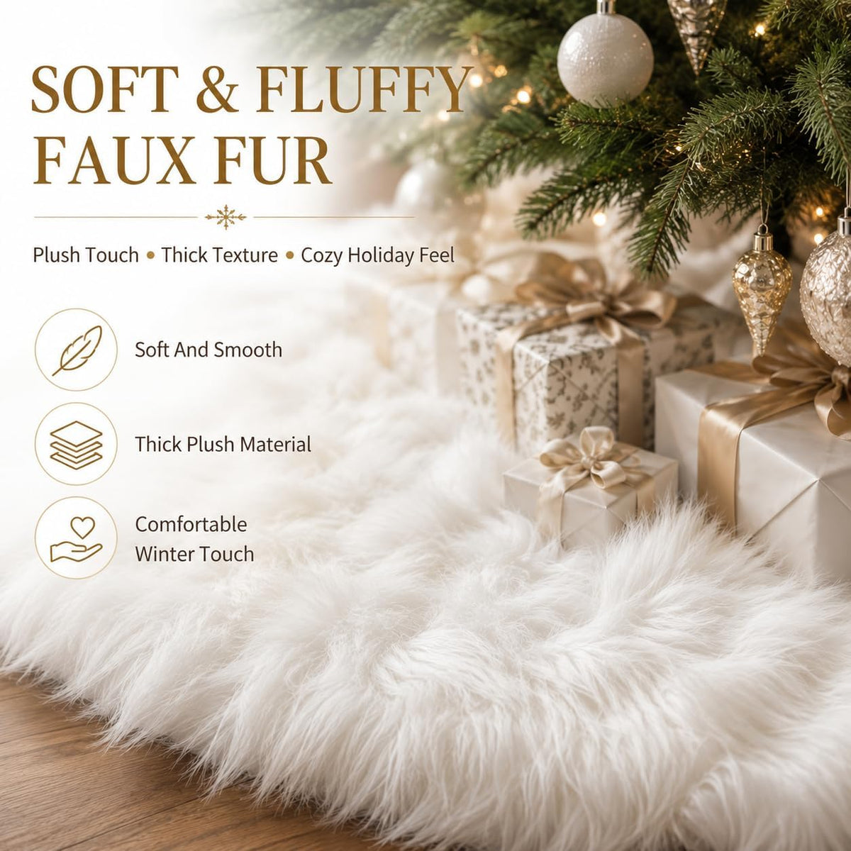 Close-up of the soft, thick white faux fur