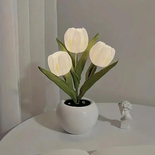 Tulip LED Night Light with Vase, Simulated Tulip Table Lamp for Home and Living Room Decor, Color-Changing Mood Light, Decorative Light, Ambient Lighting Multifunctional, Christmas Gift for Girlfriend #GLOBAL PICKS
