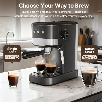 Experience Barista-Quality Coffee at Home with the NICWIN 15-Bar Espresso Machine Featuring Auto Milk Frother and Steam Wand
