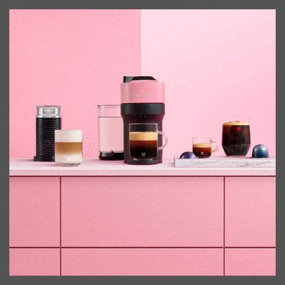 Nespresso 25.4 Oz Espresso Maker Machine Pink Vertuo Pop Coffee Delonghi Milk