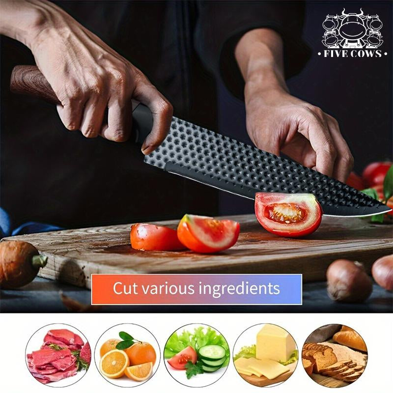 6-Piece Kitchen Knife Set - Nonstick Stainless Steel Blades with Ergonomic Wood Handles & Wooden Block