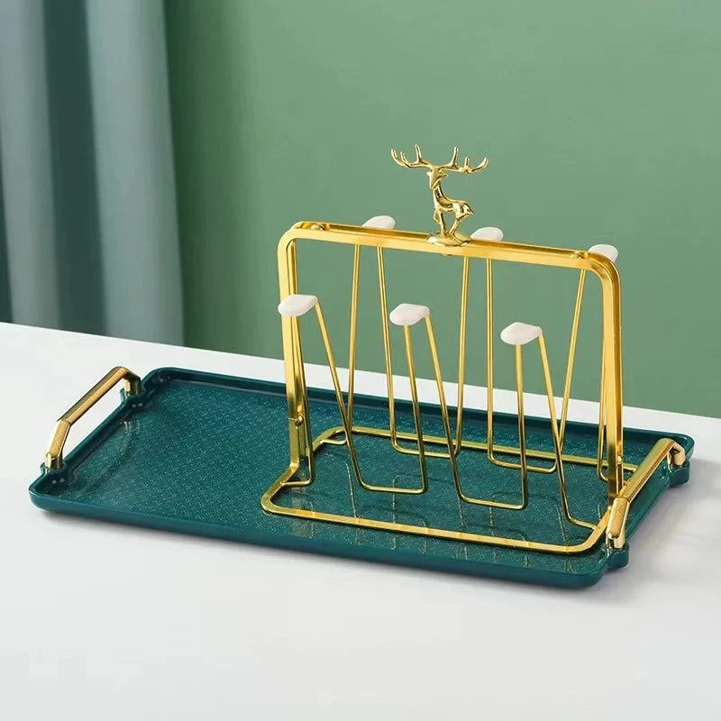 Elegant European Style Metal and Glass Water Cup Rack - Perfect for Stylish Home Organization