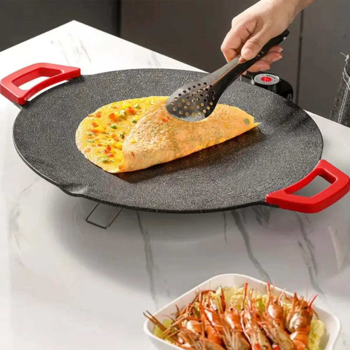 AORAN KITCHEN 1500W Portable Electric Korean BBQ Grill Indoor Smokeless Non-Stick Grill Pan Adjustable Temperature Control Universal Fry Griddle for Home Cooking