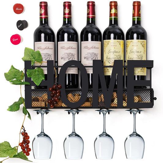 Soporte De Metal Para Botellas Y Copas De Vino De Soduku, Para Montar En La Pare