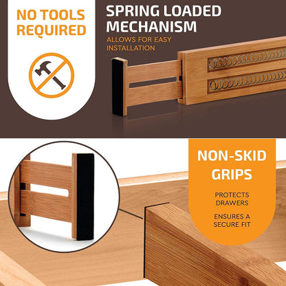 Maximize Your Space with 6-Pack Adjustable Drawer Dividers - Perfect Organizer for Dressers (16-22 Inch)
