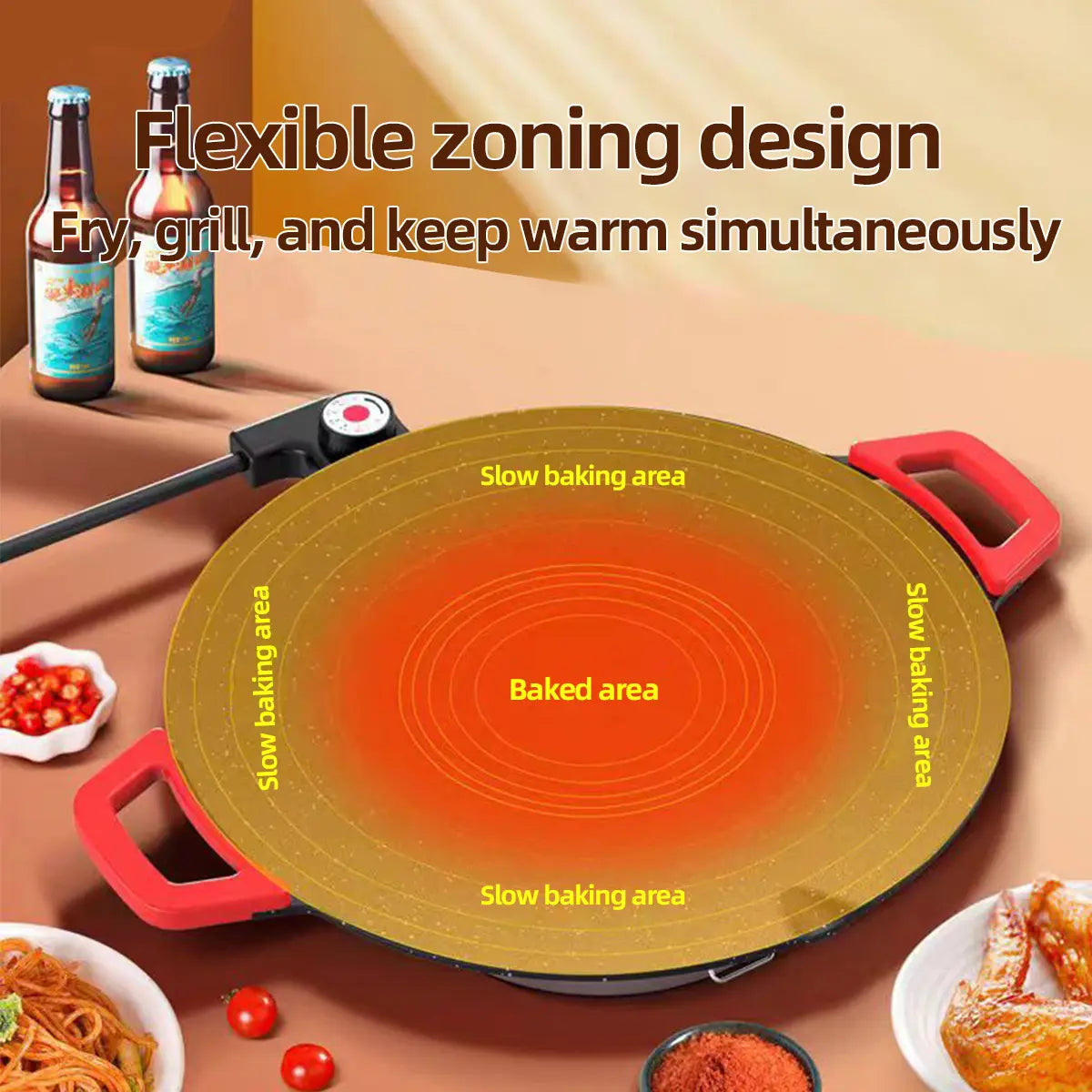 AORAN KITCHEN 1500W Portable Electric Korean BBQ Grill Indoor Smokeless Non-Stick Grill Pan Adjustable Temperature Control Universal Fry Griddle for Home Cooking