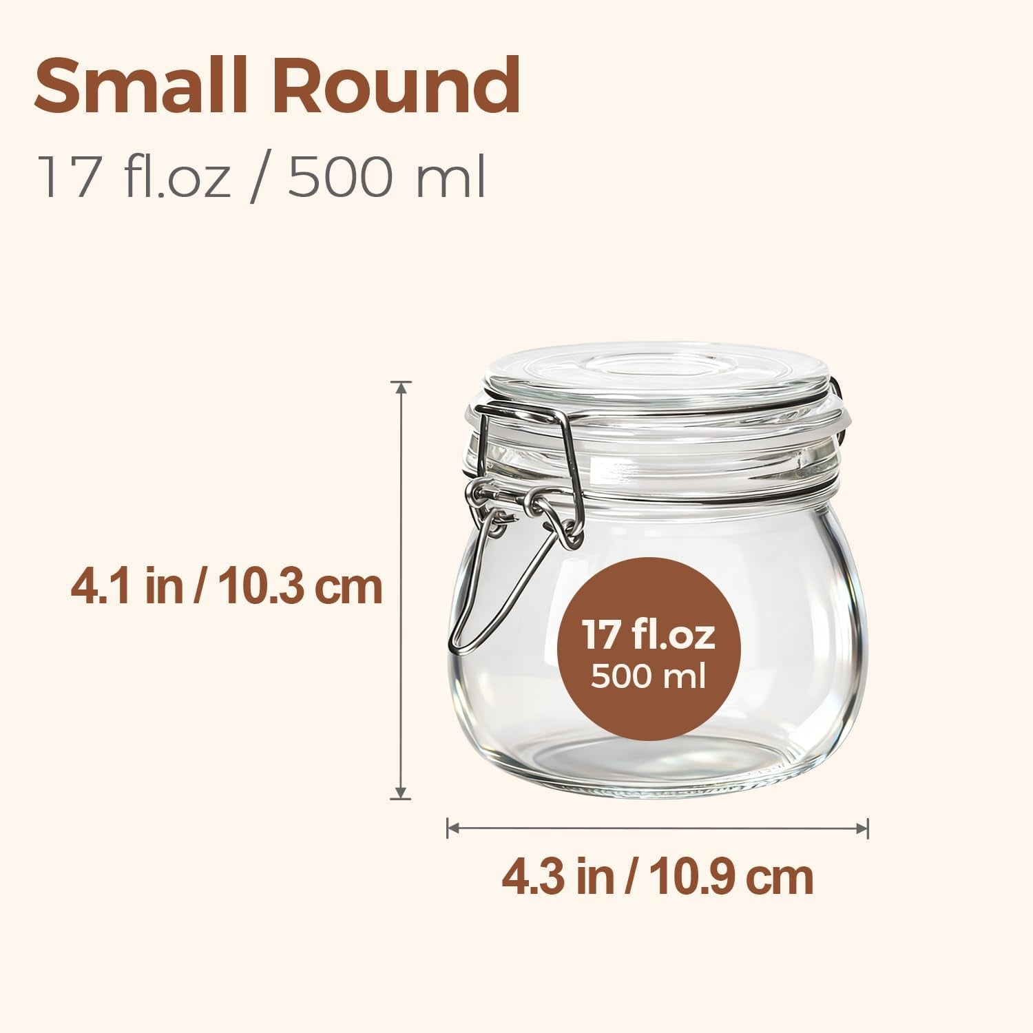 6-Pack 17oz Short Glass Storage Jars with Lids - Airtight Pint-Sized Canning Jars for Jams, Pickling, and Pantry Organization