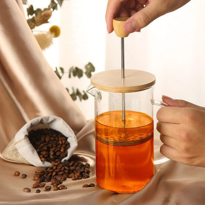 Elevate Your Brewing Experience with Our High Borosilicate Glass French Press Coffee Pot - Perfect for Coffee, Tea, and Frothing Milk!