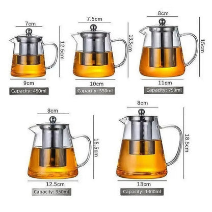 Elegant High-Temperature Resistant Glass Teapot with Removable Stainless Steel Infuser - Perfect for Induction Cooking and Tea Lovers!