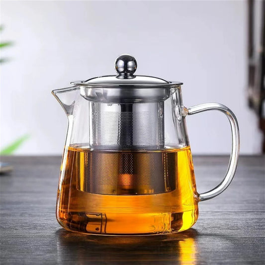 Elegant High-Temperature Resistant Glass Teapot with Removable Stainless Steel Infuser - Perfect for Induction Cooking and Tea Lovers!