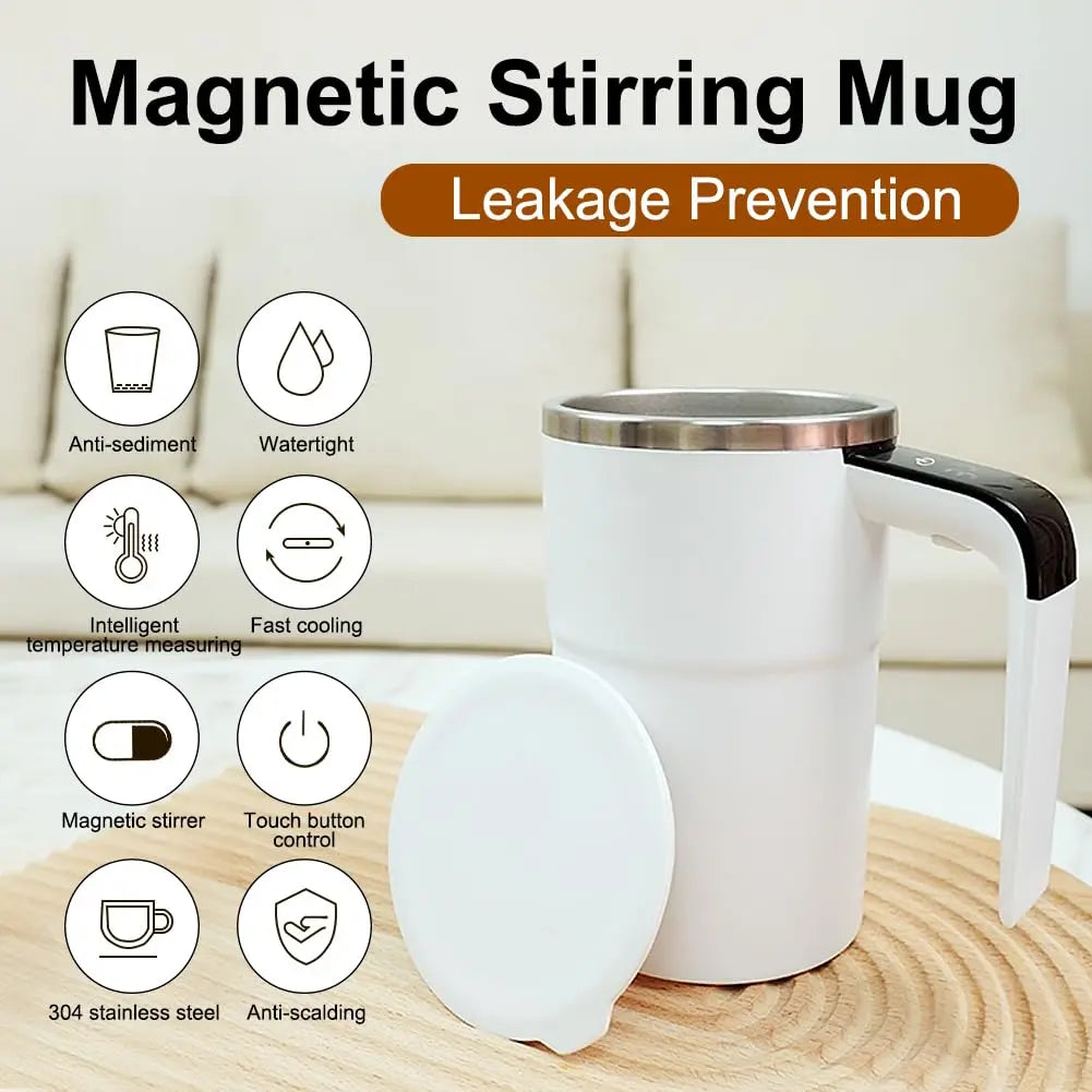 Revolutionize Your Morning Routine with the Automatic Magnetic Stirring Coffee Mug - Buy 1 Get 1 Free! USB Rechargeable, Stainless Steel, and Spill-Proof for Effortless Mixing at Home or On-the-Go