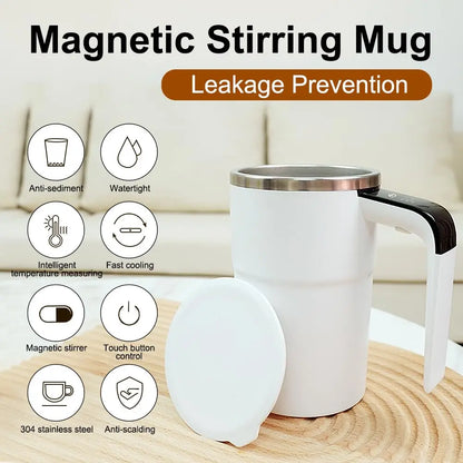 Revolutionize Your Morning Routine with the Automatic Magnetic Stirring Coffee Mug - Buy 1 Get 1 Free! USB Rechargeable, Stainless Steel, and Spill-Proof for Effortless Mixing at Home or On-the-Go