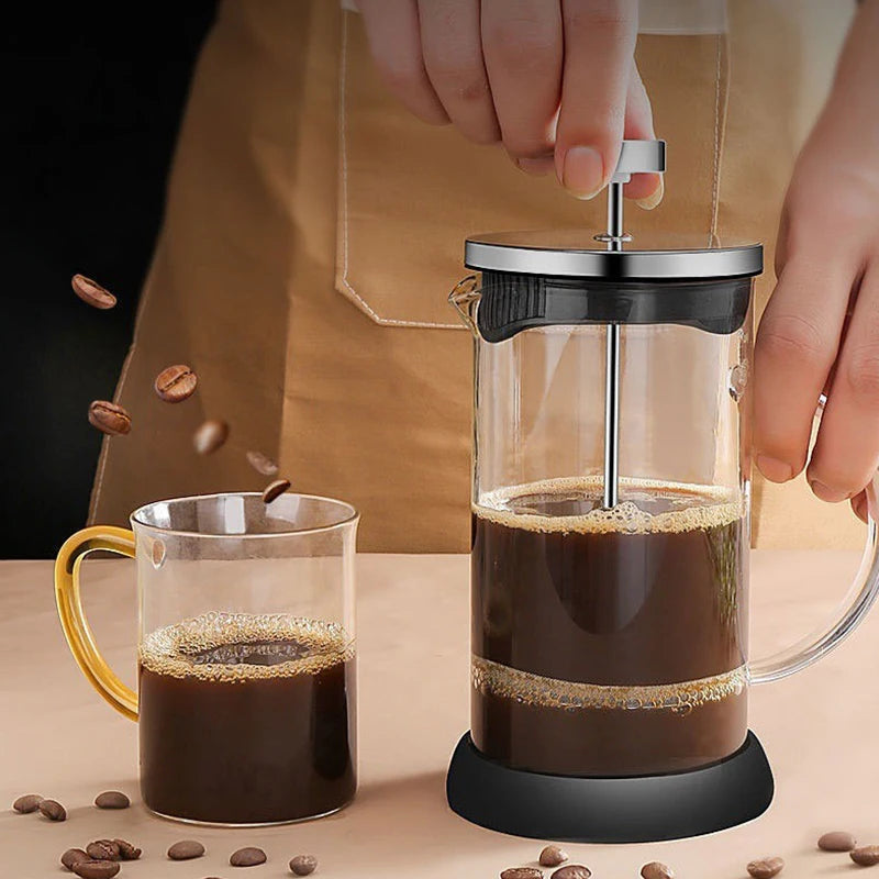 Elevate Your Brewing Experience with Our High Borosilicate Glass French Press Coffee Pot - Perfect for Coffee, Tea, and Frothing Milk!