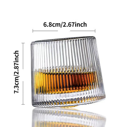 Size specifications for the diamond cut rotating whiskey tumbler