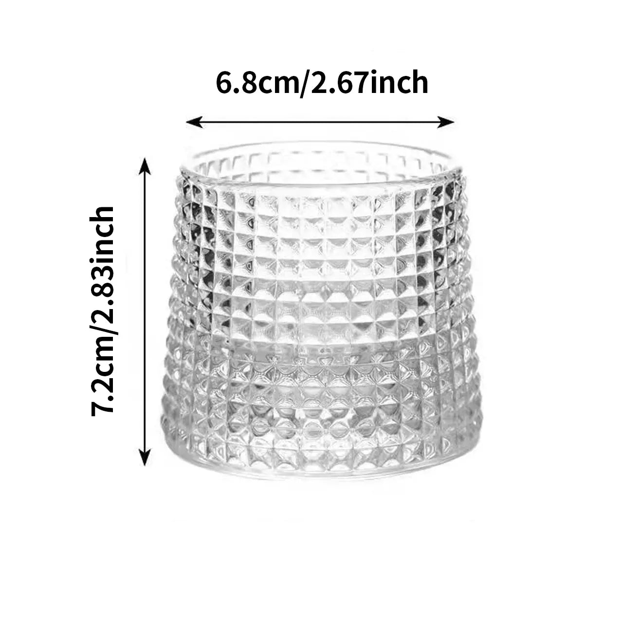Measurements of the vertical bar spinning whiskey glass tumbler