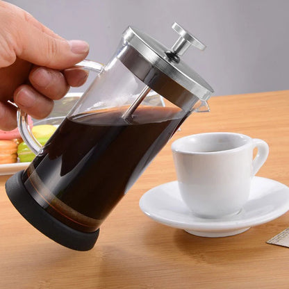 Elevate Your Brewing Experience with Our High Borosilicate Glass French Press Coffee Pot - Perfect for Coffee, Tea, and Frothing Milk!